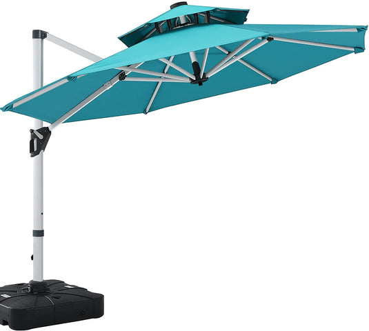 MASTERCANOPY Cantilever Patio umbrella Round Hanging with Double Layer Canopy