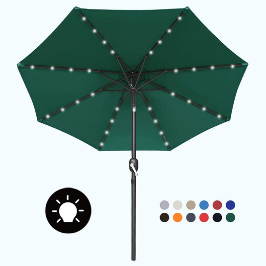 MASTERCANOPY Patio Umbrella with 32 Solar LED Lights -8 Ribs