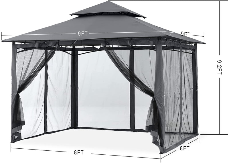 Load image into Gallery viewer, 8x8/10x10/10x12 Outdoor Garden Patio Gazebo with Stable Steel Farme and Netting Walls
