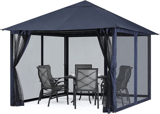10x10FT Outdoor Patio Gazebo Canopy with Mosquito Netting