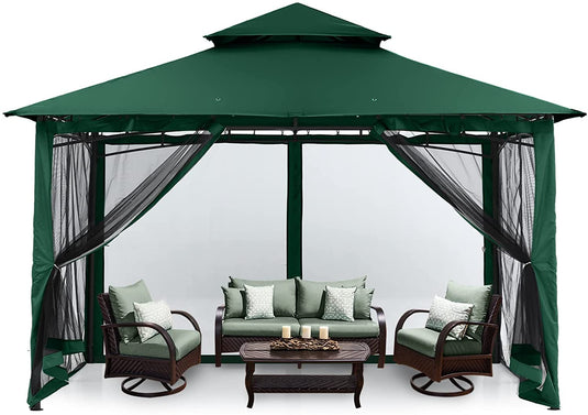 MASTERCANOPY Outdoor Garden Gazebo for Patios with Stable Steel Farme and Netting Walls