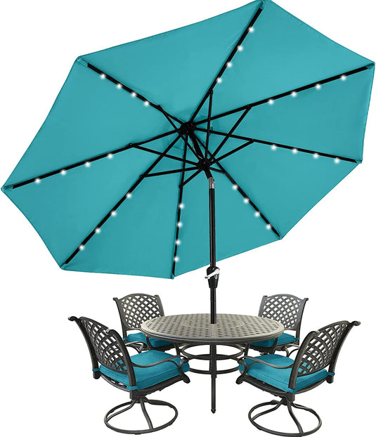 MASTERCANOPY Patio Umbrella with 32 Solar LED Lights -8 Ribs