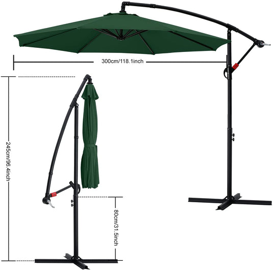 MASTERCANOPY Cantilever Patio Umbrella,with Crank and Cross Base