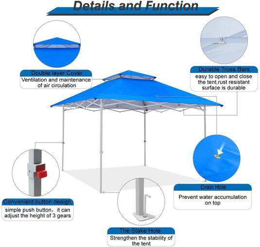 Leisure Sports 13x13 Easy Pop-Up Canopy Tent Instant Shelter with Vented Top