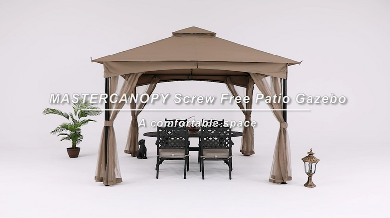Load and play video in Gallery viewer, 11x11 Patio Garden Gazebo Screw Free Outdoor Gazebo with Netting Walls
