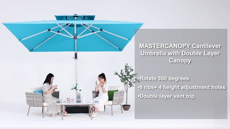 Load and play video in Gallery viewer, MASTERCANOPY Cantilever Patio umbrella  Square Hanging with Double Layer Canopy
